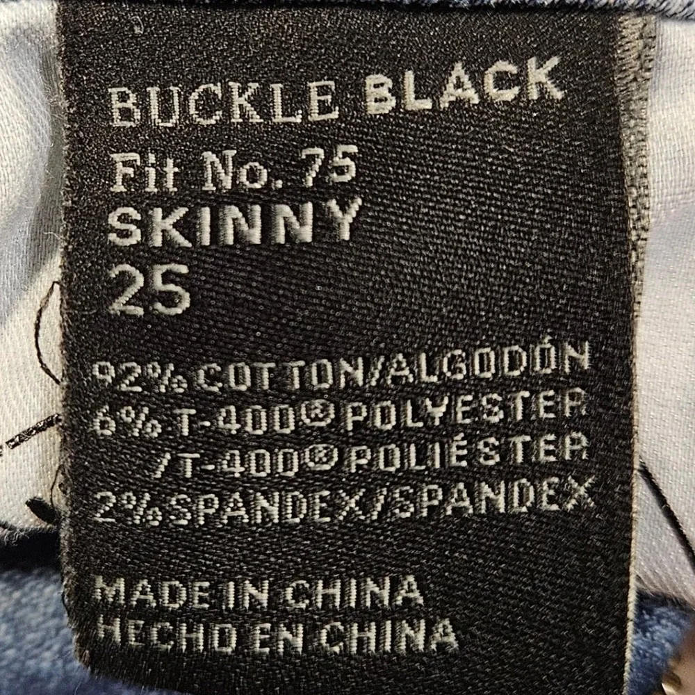 Buckle Black No. 75 Skinny Jeans Size 25 High Rise Distressed Acid Wash STRETCH - Picture 5 of 11